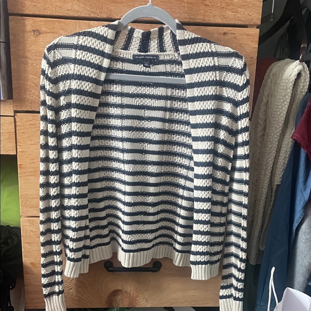 Striped Women's Sweater - Navy and White